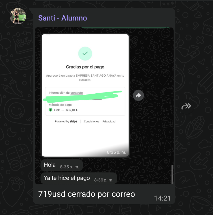 Cobro de un alumno