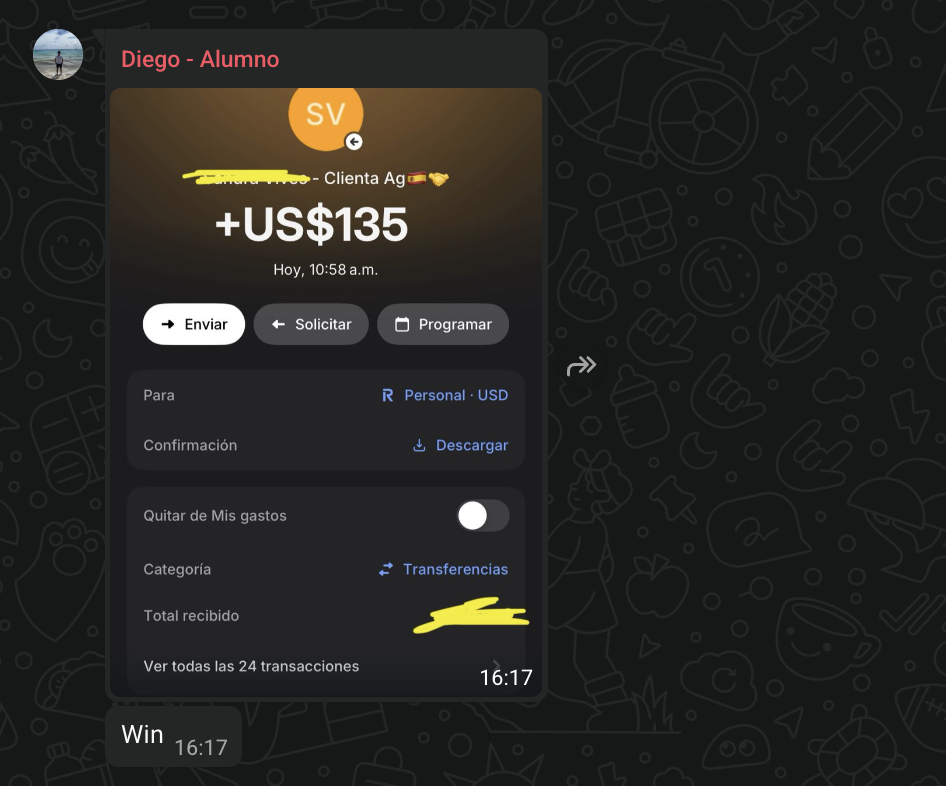 Cobro de un alumno