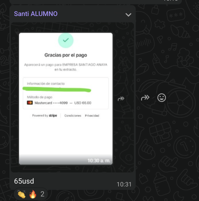 Cobro de un alumno