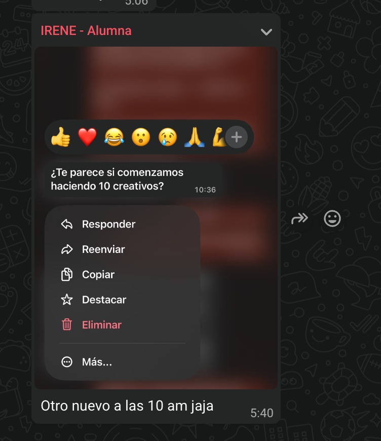Captura de un alumno cobrando