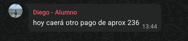 Captura de un alumno cobrando