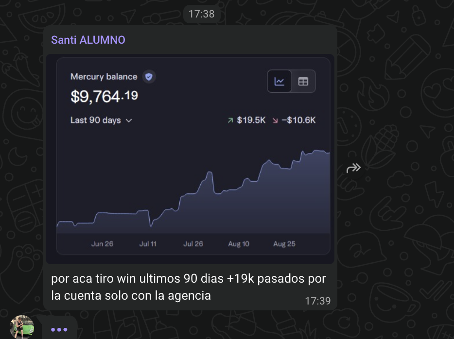 Captura de un alumno cobrando