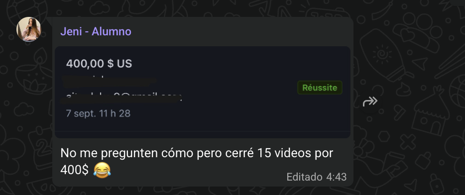 Captura de un alumno cobrando